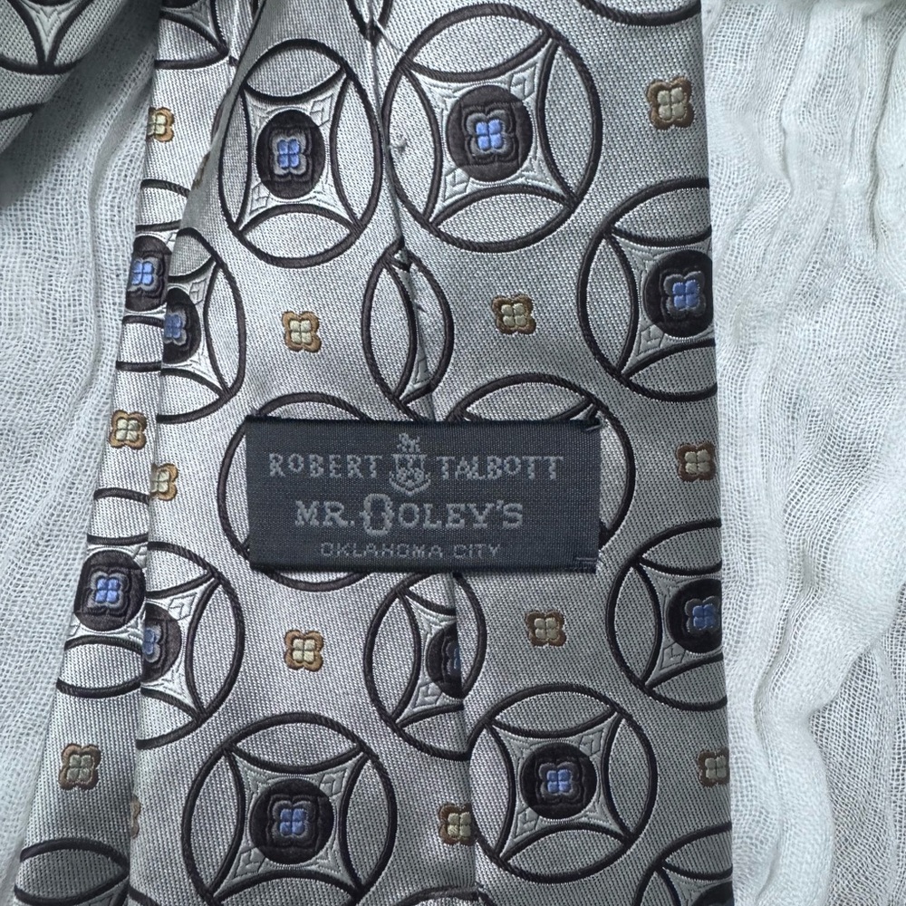 Robert Talbott Silver And Brown Patterned Tie - image 2